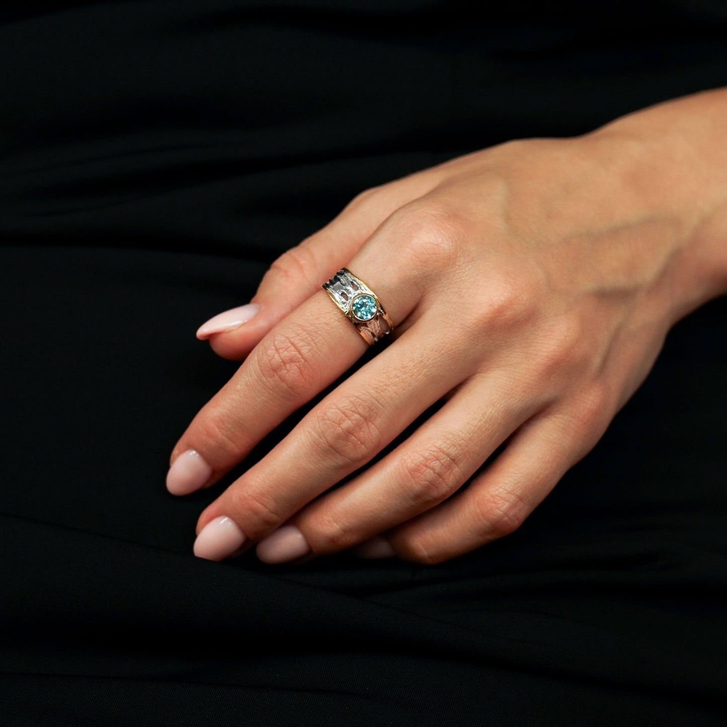 Silver, topaz, ring, gold plated, luxury