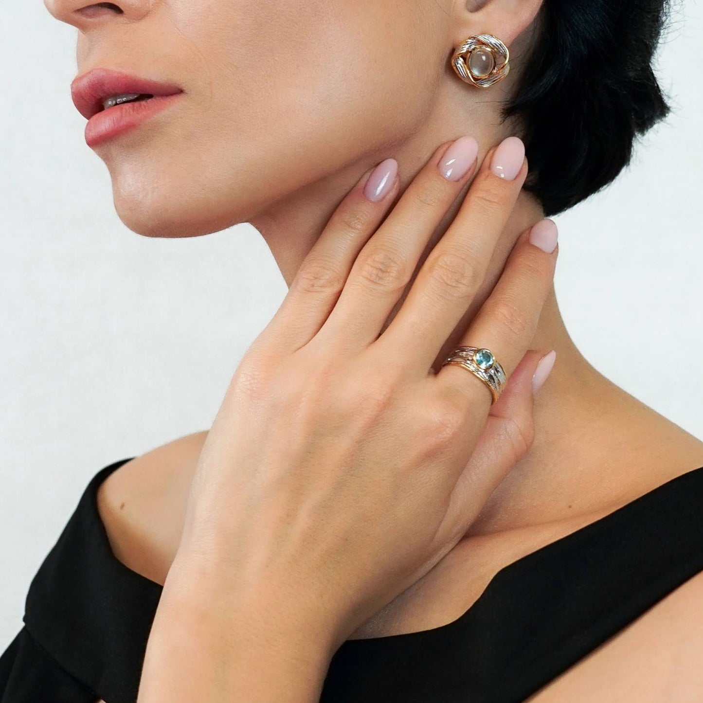 Silver, topaz, ring, gold plated, luxury
