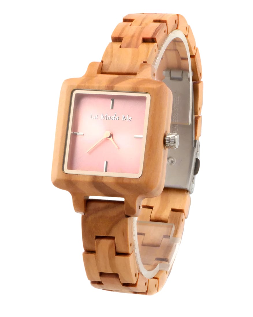 Watch La Piccola Natura, natural, pink display, olivewood, rustical - La Moda Me