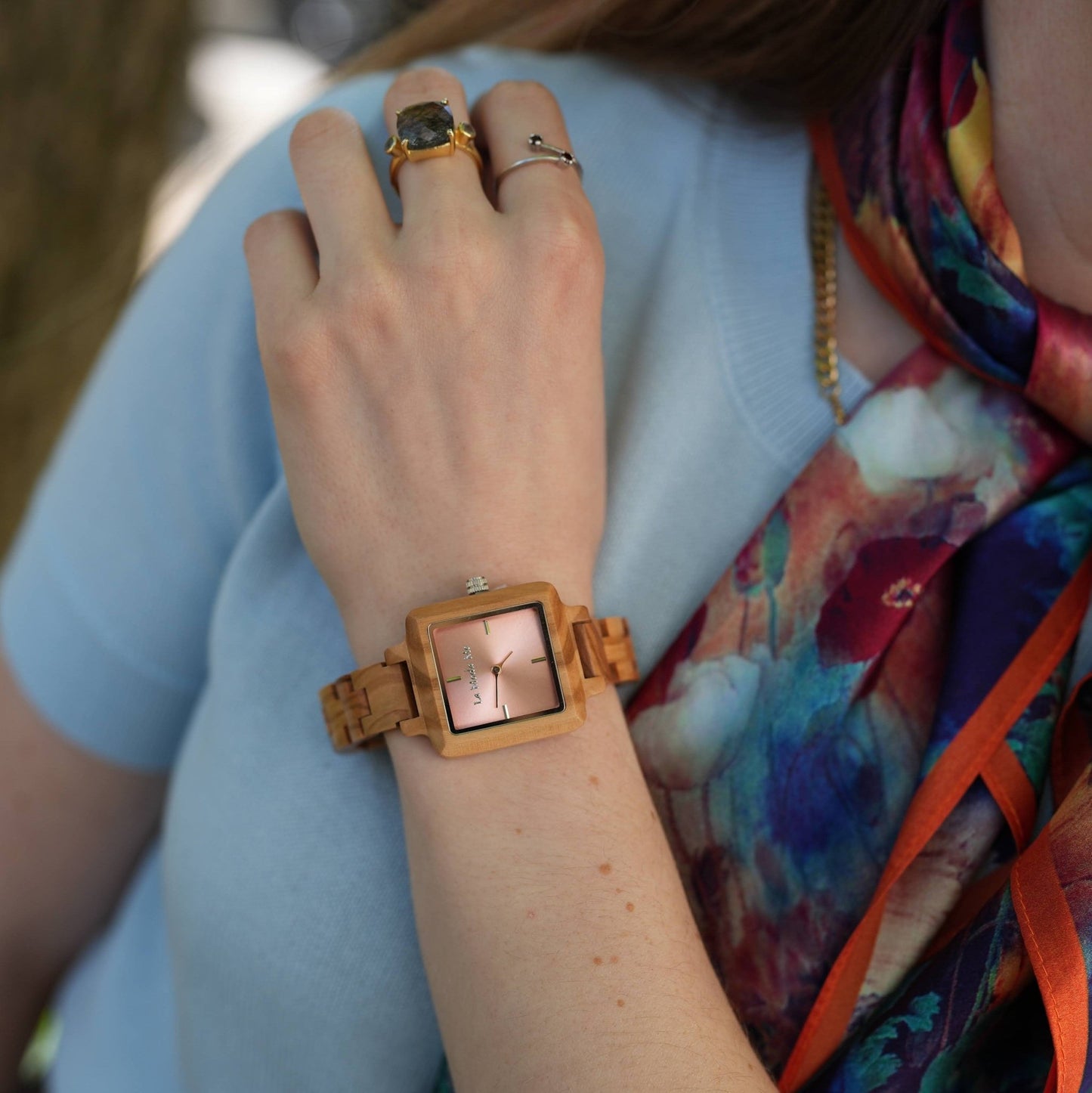 Watch La Piccola Natura, natural, pink display, olivewood, rustical - La Moda Me