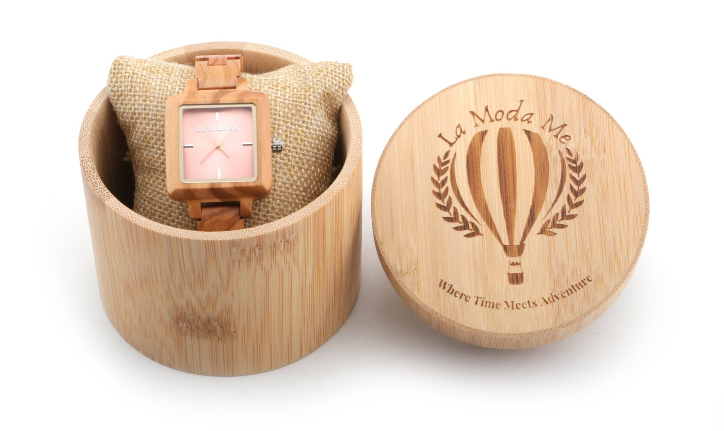 Watch La Piccola Natura, natural, pink display, olivewood, rustical - La Moda Me