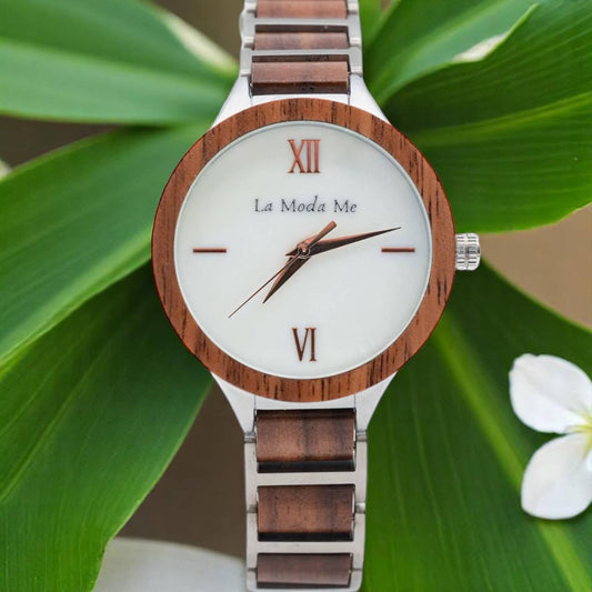 Watch Vita, elegant, walnut and alloy, feminin - La Moda Me
