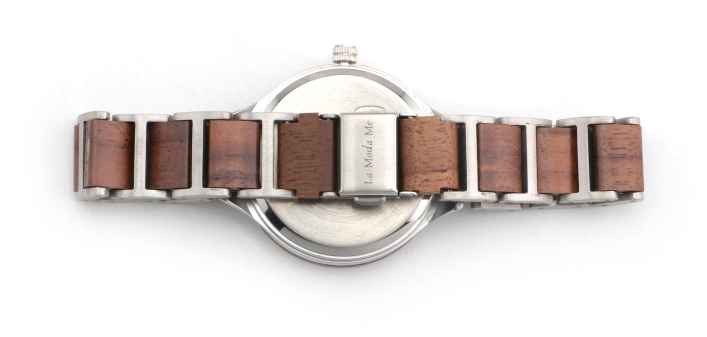 Watch Vita, elegant, walnut and alloy, feminin - La Moda Me
