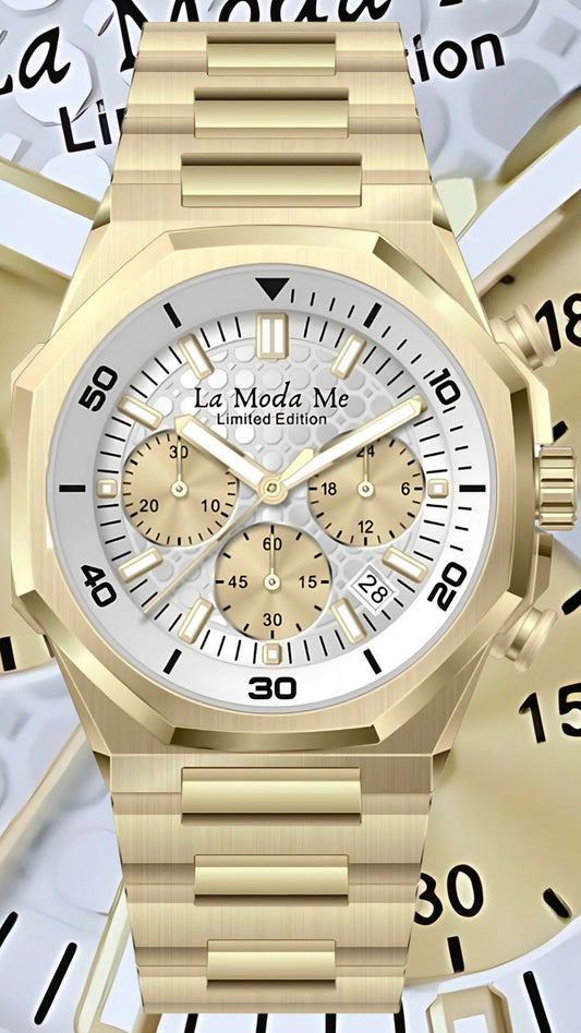G-Euo Limited Edition Gold Tone -La Moda Me Chronograph Watch