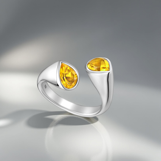 Silver ring, citrine, jewelry, old money 