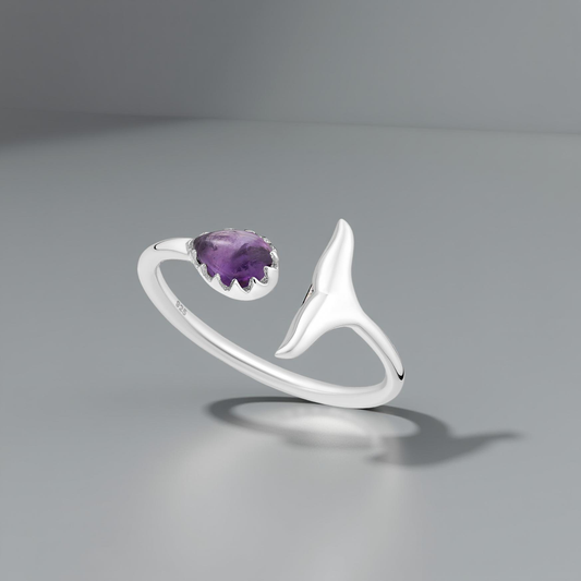 Silver ring, amethyst, luxury jewelry, old money 
