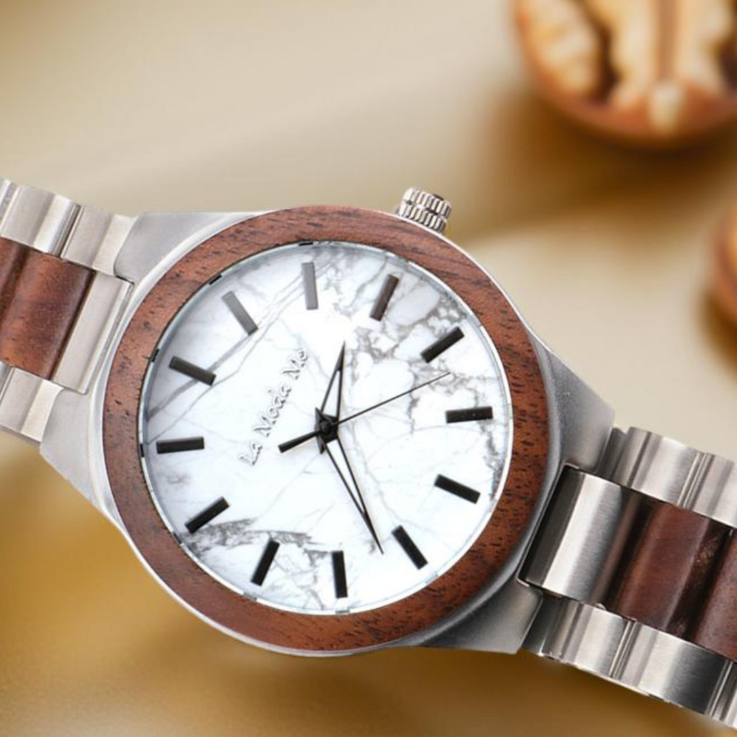 Watch Madira, walnut wood, stainless steel, elegant, quartz movement
