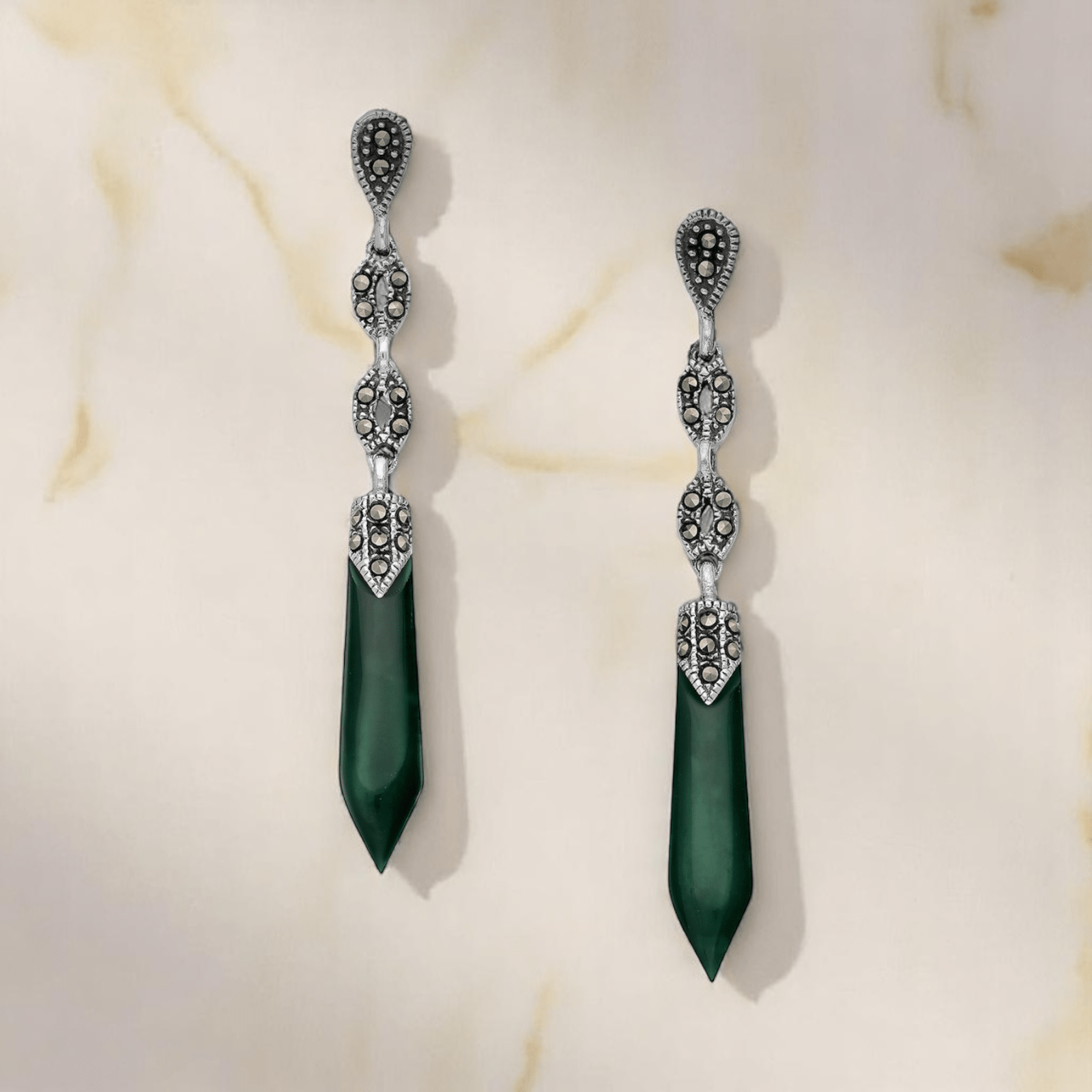 La Moda Me Earrings Green agate Earrings Maiestas