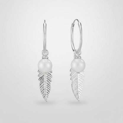 La Moda Me Earrings Sterling silver / Shell pearl Earrings Feather
