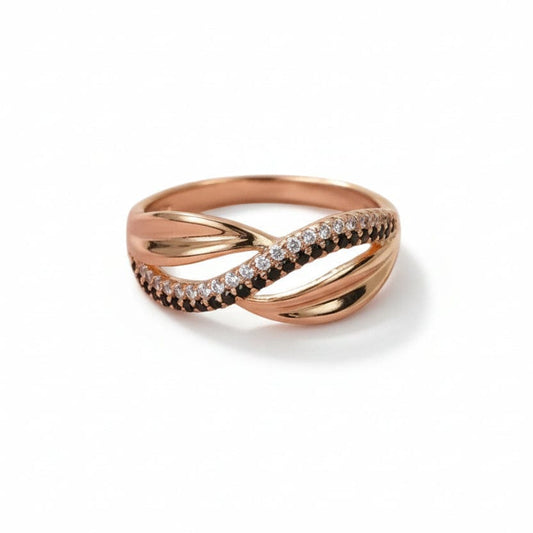 La Moda Me Ring Erin - Twisted Ring with Black & White Zirconia