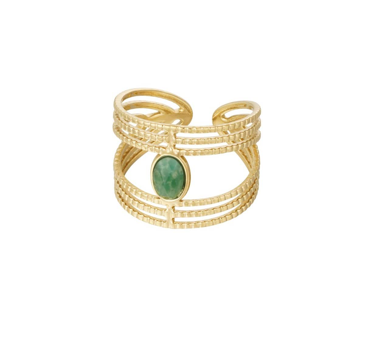 La Moda Me Rings Open / Green Ring Fiona