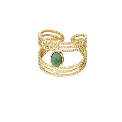 La Moda Me Rings Open / Green Ring Fiona
