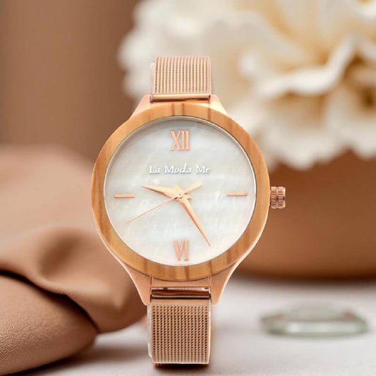 La Moda Me Watches Watch Olivewood Grace, elegant, feminin, rosegold, classy look